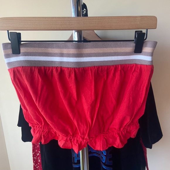 S 🔖 FREE PEOPLE Tube Top Crop Top Read Tan Brown Striped Band OB1031653 … - Picture 3 of 12
